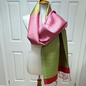 Unique Beautiful Lilac/Sage Silk Scarf - 80" x 24" - NEW in Bag.‎